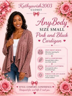 Anybody Size Small Pink and Black Cardigan